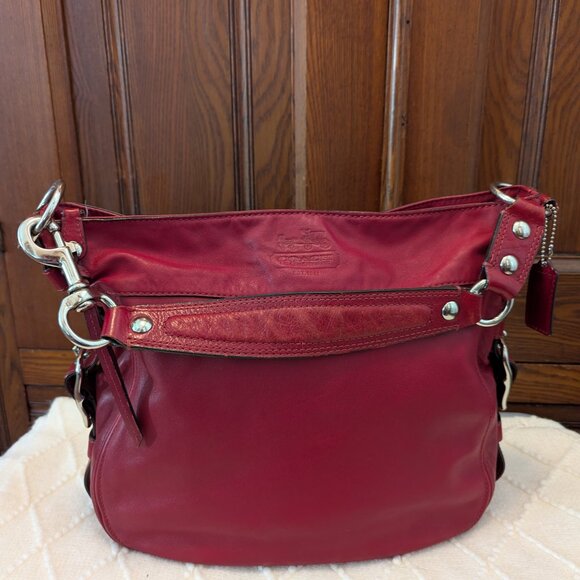 Coach  Zoe Hobo Red Leather Shoulder Bag - Picture 2 of 12